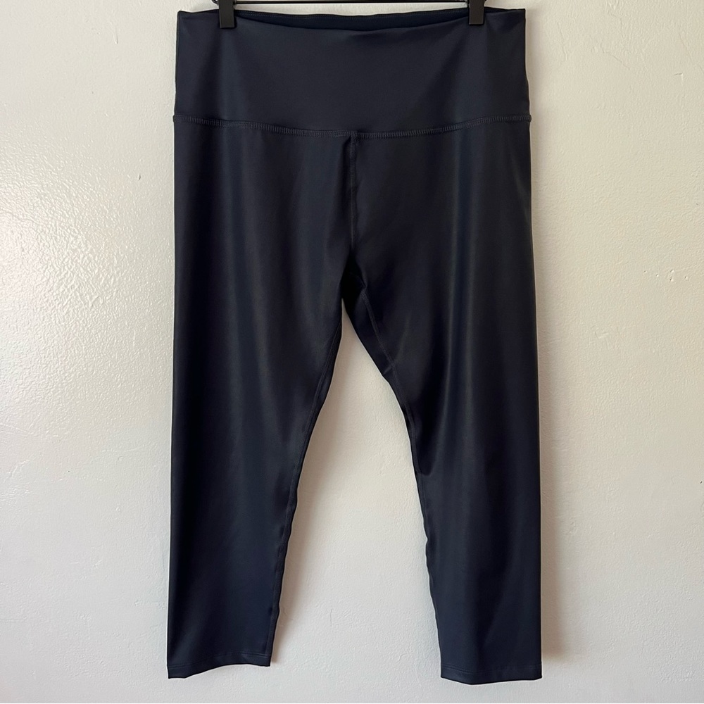 Beyond Yoga Navy Blue Smoky Faux Leather Soft Shine Leggings